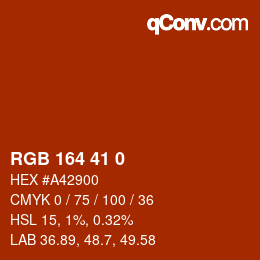 Color code: RGB 164 41 0 | qconv.com