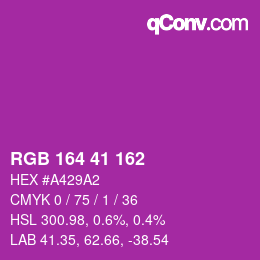 Color code: RGB 164 41 162 | qconv.com