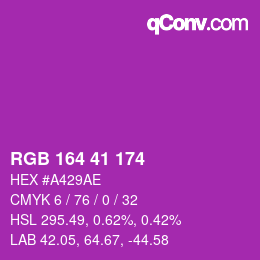 Color code: RGB 164 41 174 | qconv.com