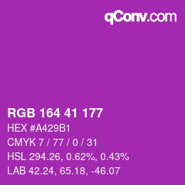Color code: RGB 164 41 177 | qconv.com