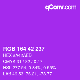 Color code: RGB 164 42 237 | qconv.com