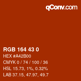 Color code: RGB 164 43 0 | qconv.com