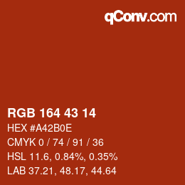 Color code: RGB 164 43 14 | qconv.com