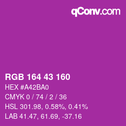 Color code: RGB 164 43 160 | qconv.com