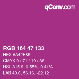 Color code: RGB 164 47 133 | qconv.com