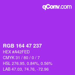 Color code: RGB 164 47 237 | qconv.com