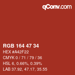 Color code: RGB 164 47 34 | qconv.com
