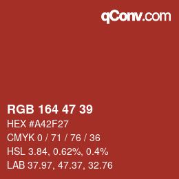 Color code: RGB 164 47 39 | qconv.com