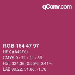 Color code: RGB 164 47 97 | qconv.com