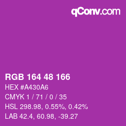 Color code: RGB 164 48 166 | qconv.com