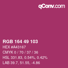 カラーコード: RGB 164 49 103 | qconv.com