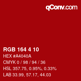 Color code: RGB 164 4 10 | qconv.com