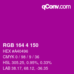 Color code: RGB 164 4 150 | qconv.com