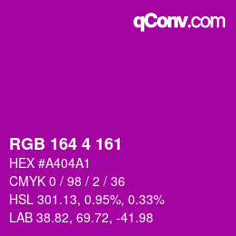 Color code: RGB 164 4 161 | qconv.com