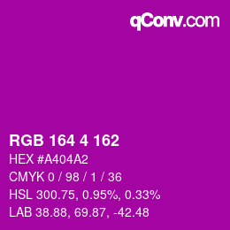 カラーコード: RGB 164 4 162 | qconv.com