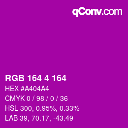 Color code: RGB 164 4 164 | qconv.com