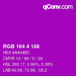 Color code: RGB 164 4 188 | qconv.com
