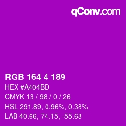 Color code: RGB 164 4 189 | qconv.com