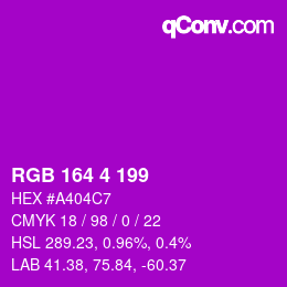 Color code: RGB 164 4 199 | qconv.com