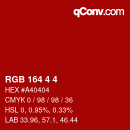 カラーコード: RGB 164 4 4 | qconv.com