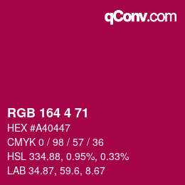 Color code: RGB 164 4 71 | qconv.com