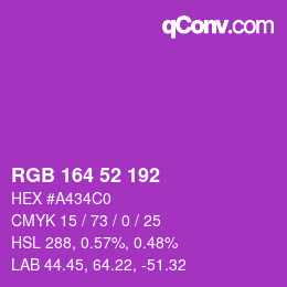 Color code: RGB 164 52 192 | qconv.com