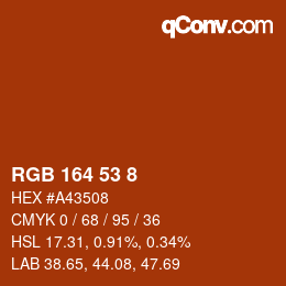 Color code: RGB 164 53 8 | qconv.com