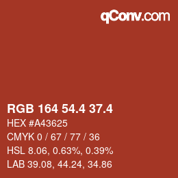カラーコード: RGB 164 54.4 37.4 | qconv.com