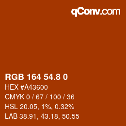 カラーコード: RGB 164 54.8 0 | qconv.com