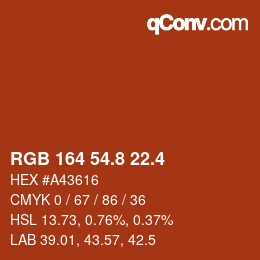 カラーコード: RGB 164 54.8 22.4 | qconv.com