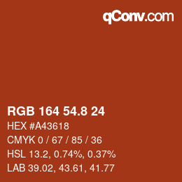 カラーコード: RGB 164 54.8 24 | qconv.com