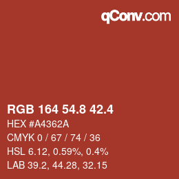カラーコード: RGB 164 54.8 42.4 | qconv.com