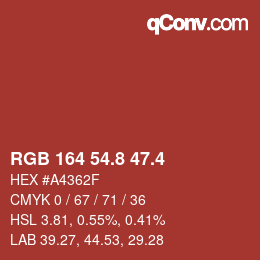 カラーコード: RGB 164 54.8 47.4 | qconv.com