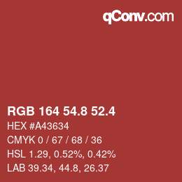 カラーコード: RGB 164 54.8 52.4 | qconv.com
