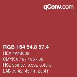 カラーコード: RGB 164 54.8 57.4 | qconv.com