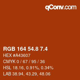 カラーコード: RGB 164 54.8 7.4 | qconv.com