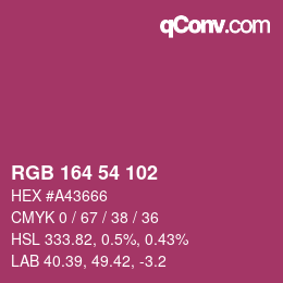 Color code: RGB 164 54 102 | qconv.com