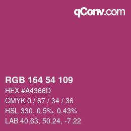 Color code: RGB 164 54 109 | qconv.com