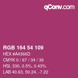 Color code: RGB 164 54 109 | qconv.com