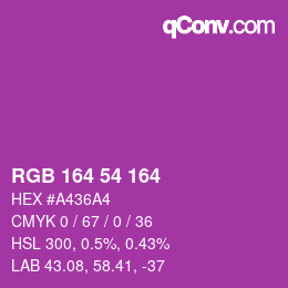 Color code: RGB 164 54 164 | qconv.com