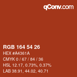 カラーコード: RGB 164 54 26 | qconv.com