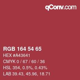 Color code: RGB 164 54 65 | qconv.com