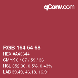 Color code: RGB 164 54 68 | qconv.com