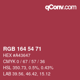 Color code: RGB 164 54 71 | qconv.com
