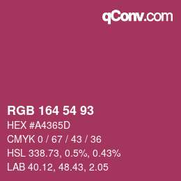 Color code: RGB 164 54 93 | qconv.com
