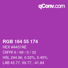 Color code: RGB 164 55 174 | qconv.com