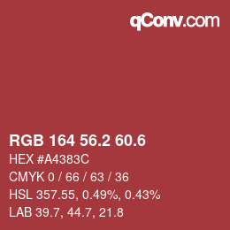 カラーコード: RGB 164 56.2 60.6 | qconv.com