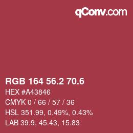 カラーコード: RGB 164 56.2 70.6 | qconv.com