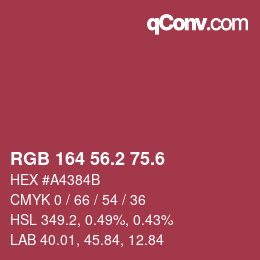 カラーコード: RGB 164 56.2 75.6 | qconv.com