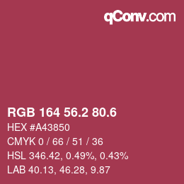 カラーコード: RGB 164 56.2 80.6 | qconv.com